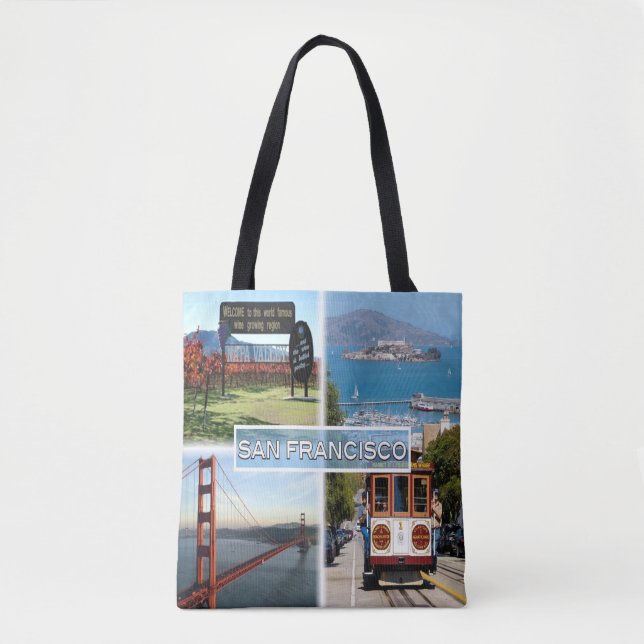 US San Francisco - Napa Valley Golden Gate Bridge Tote Bag (Front)