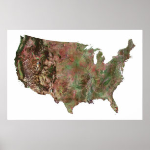 US Satellite Map of the United States Poster
