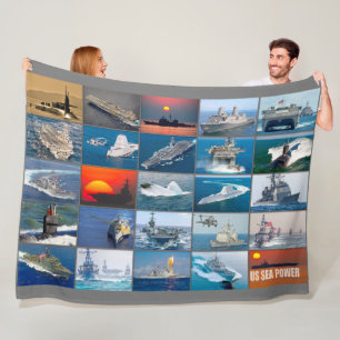 US SEA POWER – US Naval Vessels "Montage" Fleece Blanket