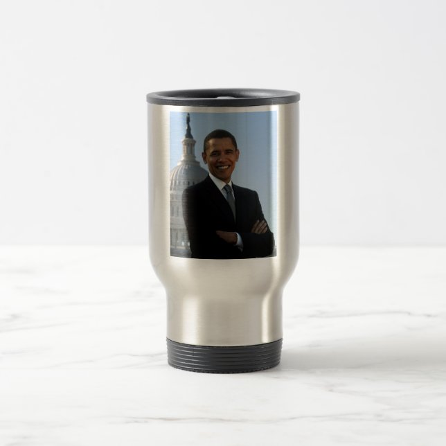 US Senator, 44th American President Barack Obama Travel Mug (Center)