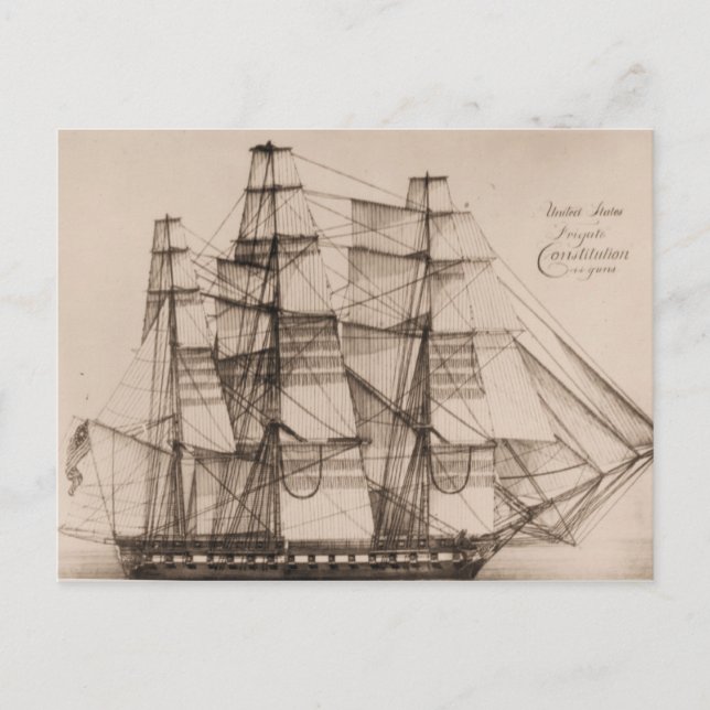 US ship Constellation sailplan Postcard (Front)