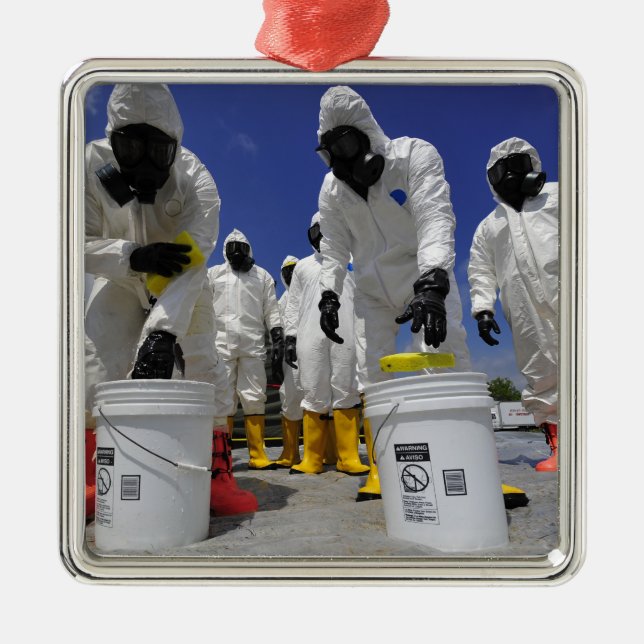 US Soldiers from the 457th Chemical Battalion Metal Tree Decoration (Front)