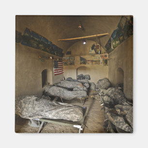 US Soldiers sleep in an abandoned mud house Magnet