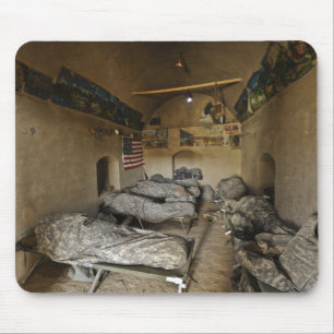 US Soldiers sleep in an abandoned mud house Mouse Mat