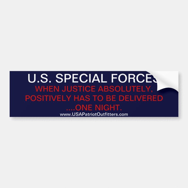 US SPECIAL FORCES - NIGHTTIME DELIVERY BUMPER STICKER (Front)