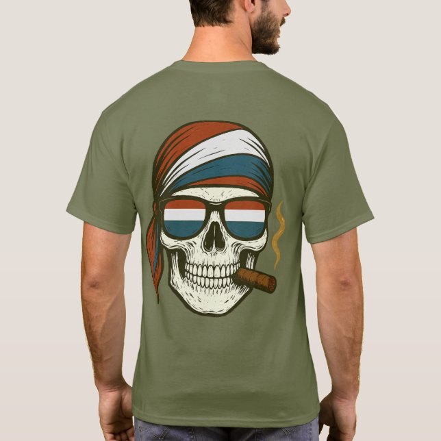 US Spyder Ryders - Spyder Skull RWB Scarf Glass 2S T-Shirt (Back)
