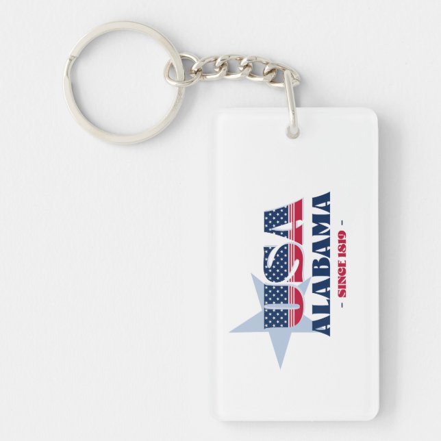 US State Alabama Monogram Acrylic Keychain (Front)