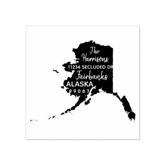 US State Alaska Map Return Address Wood Art Rubber Stamp