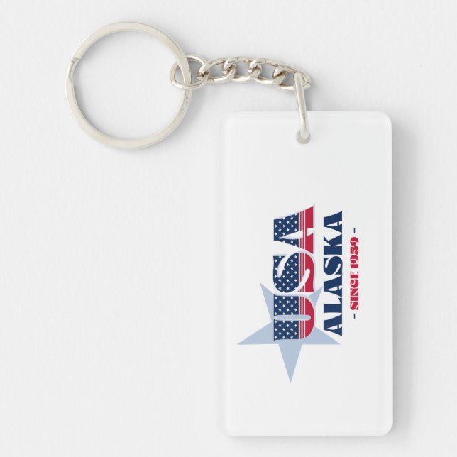 US State Alaska Monogram Acrylic Keychain (Front)