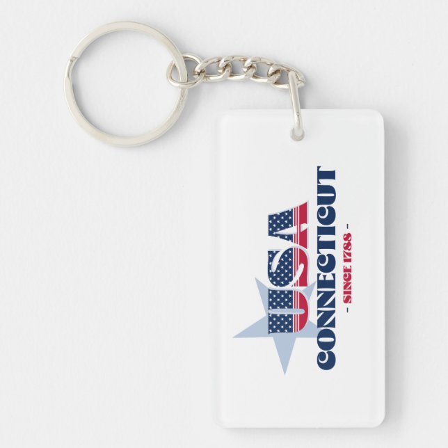 US State Connecticut Monogram Acrylic Keychain (Front)