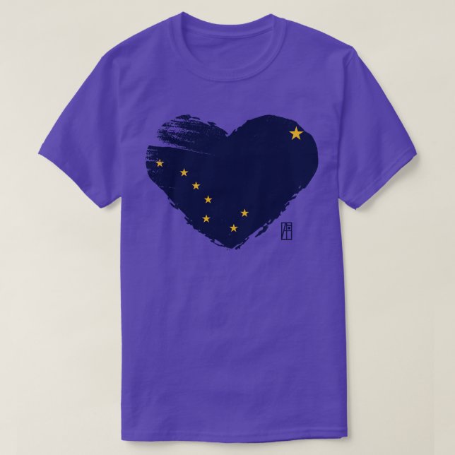 US State I Love Alaska Alaska Flag TShirt (Design Front)
