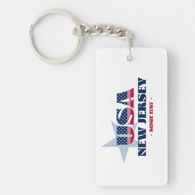 US State New Jersey Monogram Acrylic Keychain (Front)