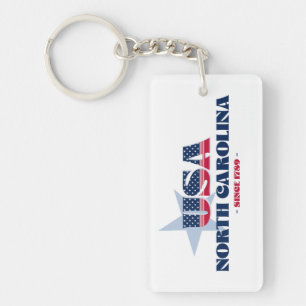US State North Carolina Monogram Acrylic Keychain