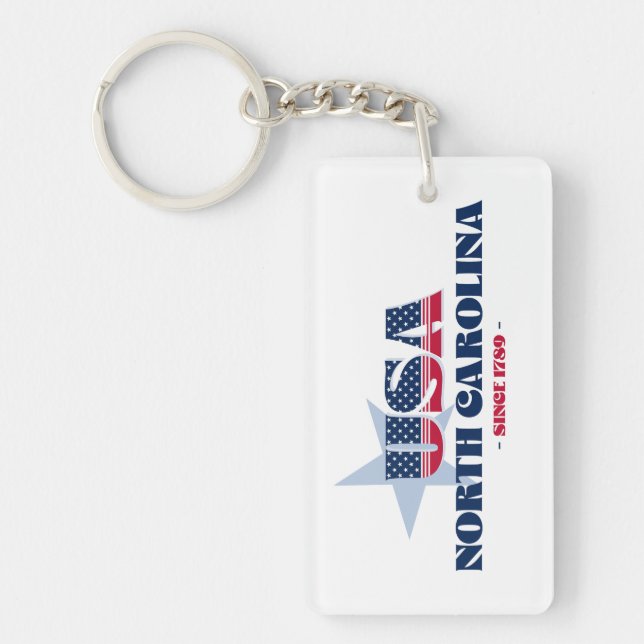 US State North Carolina Monogram Acrylic Keychain (Front)