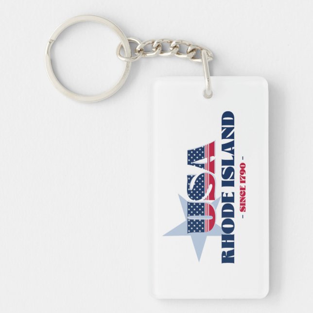US State Rhode Island Monogram Acrylic Keychain (Front)