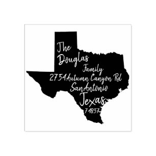 US State Texas Map Return Address Wood Art Rubber Stamp