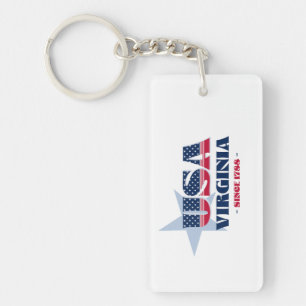 US State Virginia Monogram Acrylic Keychain
