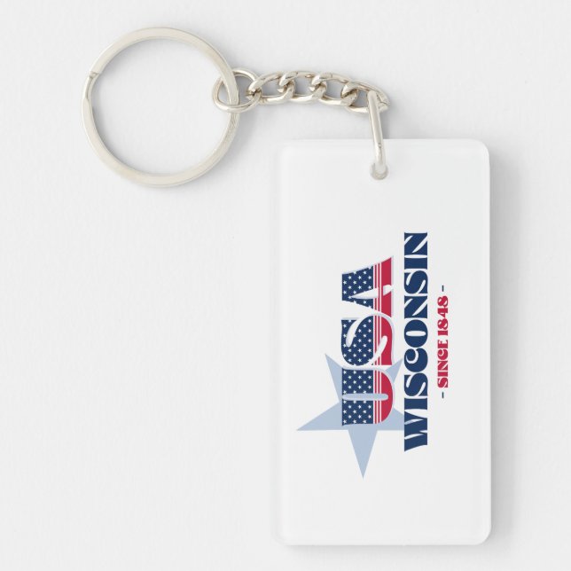 US State Wisconsin Monogram Acrylic Keychain (Front)
