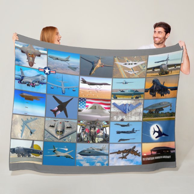 US STRATEGIC BOMBER AIRCRAFT “MONTAGE” FLEECE BLANKET (In Situ)