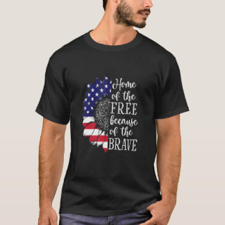 Us Sunflower Home Of The Free And Brave T-Shirt