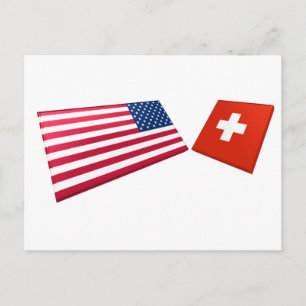 US & Switzerland Flags Postcard