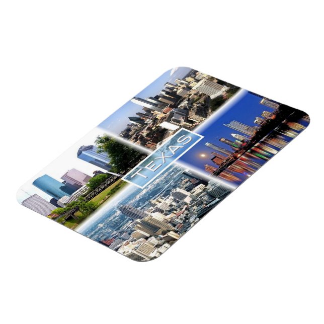 US Texas - Downtown Houston - Downtown Dallas - Magnet (Left Side)