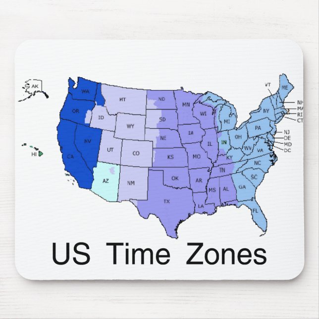 US Time Zones Mouse Mat (Front)