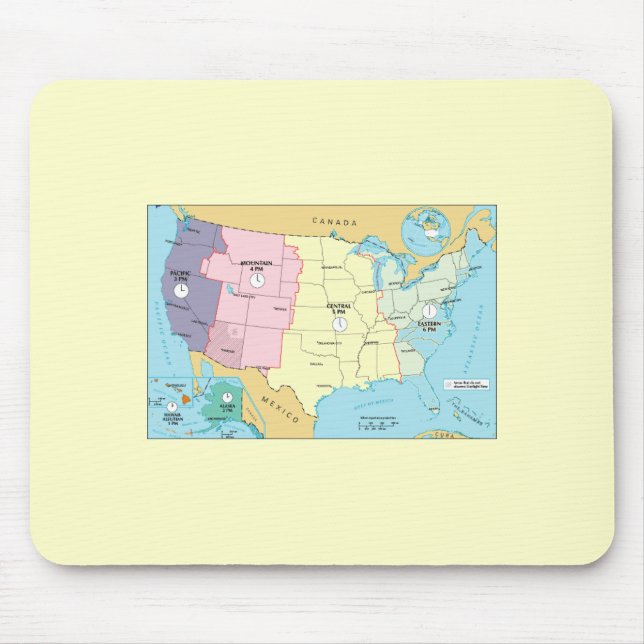US Time Zones Mouse Mat (Front)