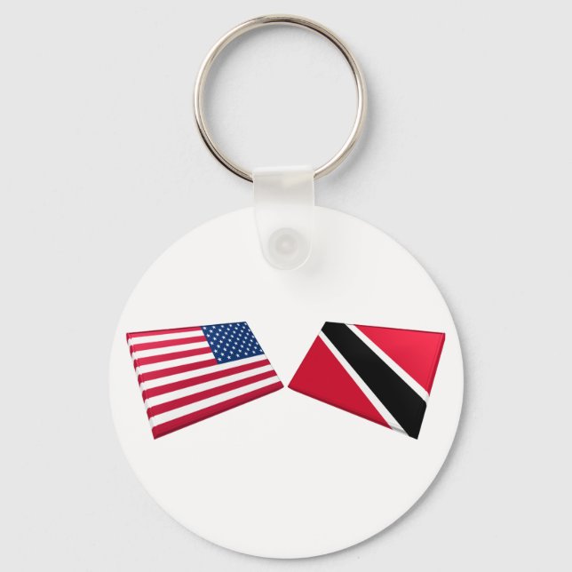 US & Trinidad and Tobago Flags Key Ring (Front)