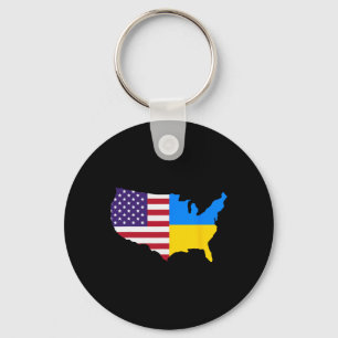 Us Ukraine Map America Ukrainian Flag Ukraine Amer Key Ring