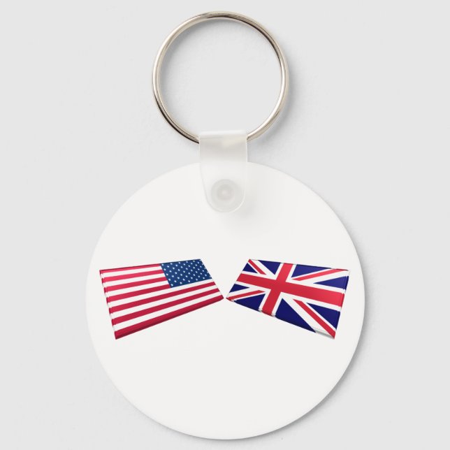 US & United Kingdom Flags Key Ring (Front)