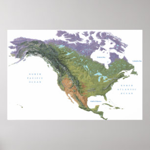 US USA United States American Mountain Ranges Map Poster