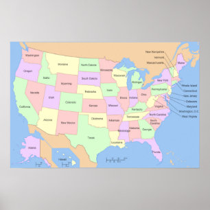 US USA United States Map Poster
