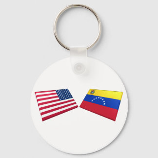 US & Venezuela Flags Key Ring