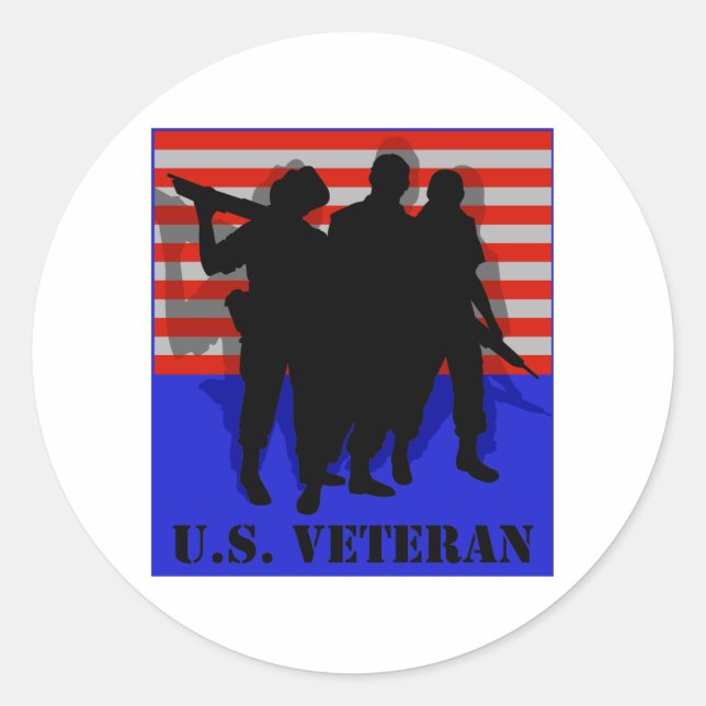 US Veteran Classic Round Sticker (Front)