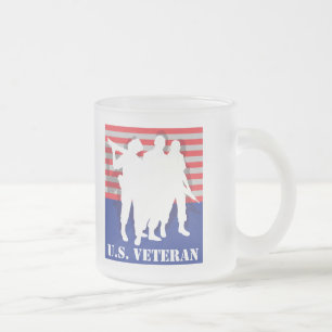 US Veteran Frosted Glass Coffee Mug