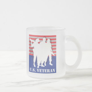 US Veteran Frosted Glass Coffee Mug