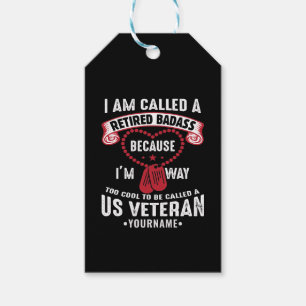 US Veteran Humour Retired Soldier Gift Tags