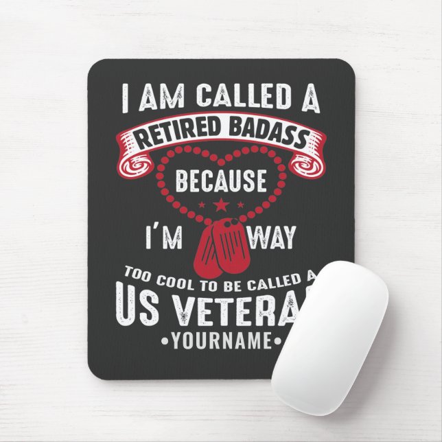 US Veteran Humour Retired Soldier Mouse Mat (With Mouse)