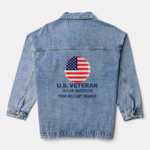 US Veteran Personalised Patriotic American Flag  D Denim Jacket