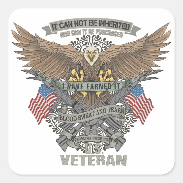US Veteran Square Sticker (Front)