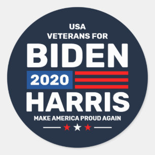 US Veterans for Biden Harris 2020 Proud Patriot Classic Round Sticker