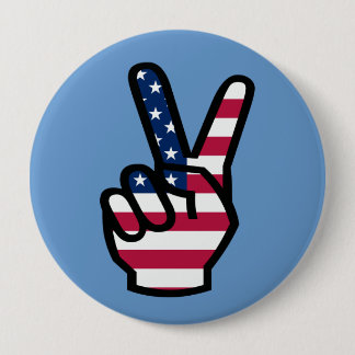 US Victory Sign 10 Cm Round Badge