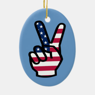 US Victory Sign Ceramic Tree Decoration