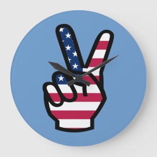 US Victory Sign Large Clock