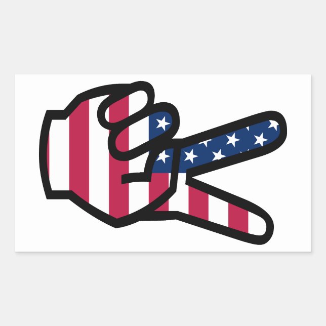 US Victory Sign Rectangular Sticker (Front)