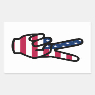 US Victory Sign Rectangular Sticker