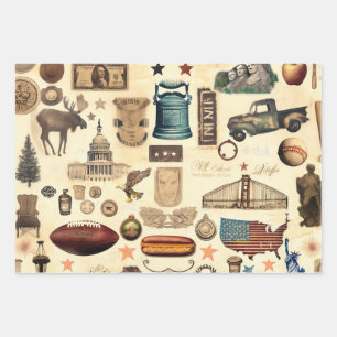 US vintage and nostalgic national symbols, relics Wrapping Paper Sheet