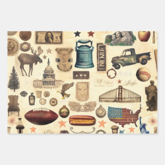 US vintage and nostalgic national symbols, relics Wrapping Paper Sheet