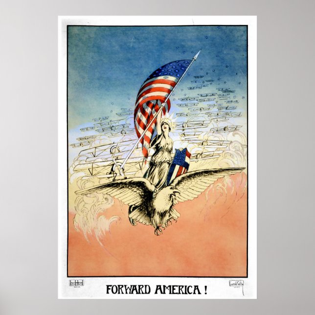 US Vintage Poster Forward America! Poster Print (Front)